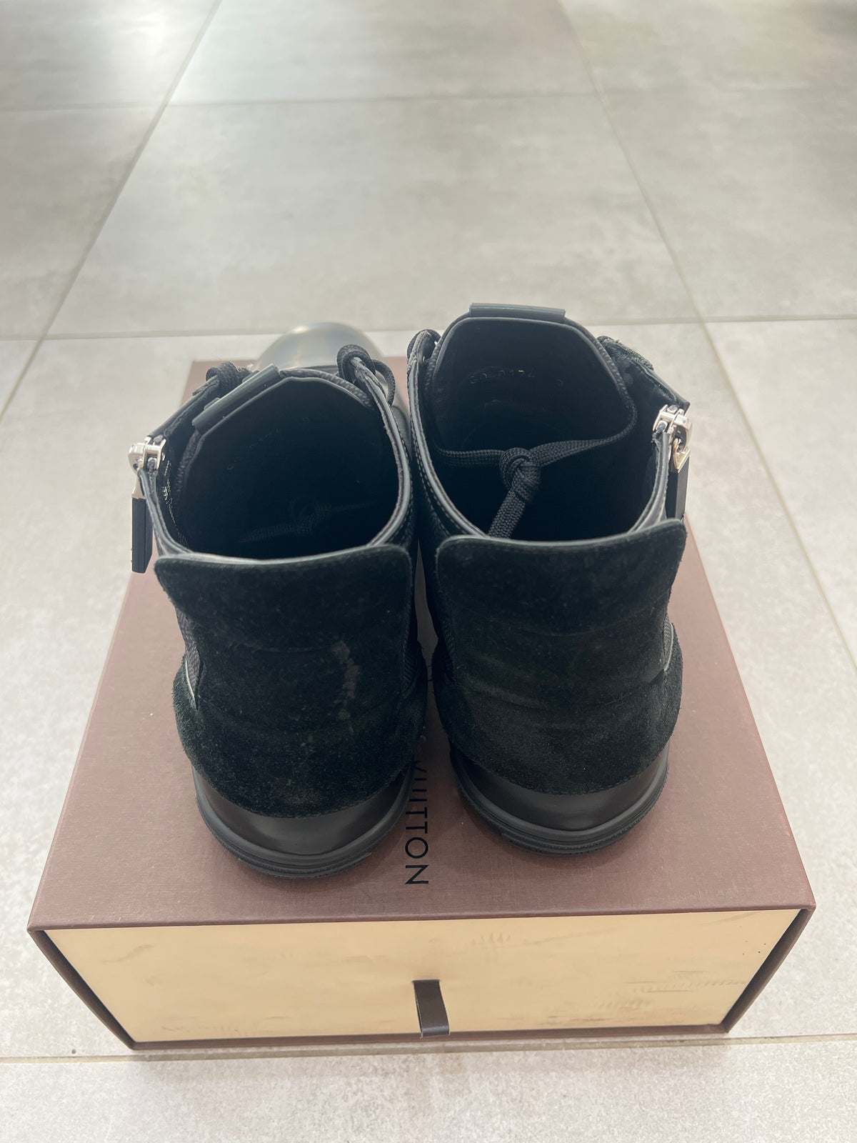 Louis Vuitton Damier Graphite/Suede High Top Sneakers Black