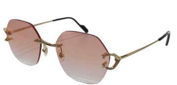 Cartier C Motif Gold Frame Pink Lenses CT0344O 003 Sunglasses