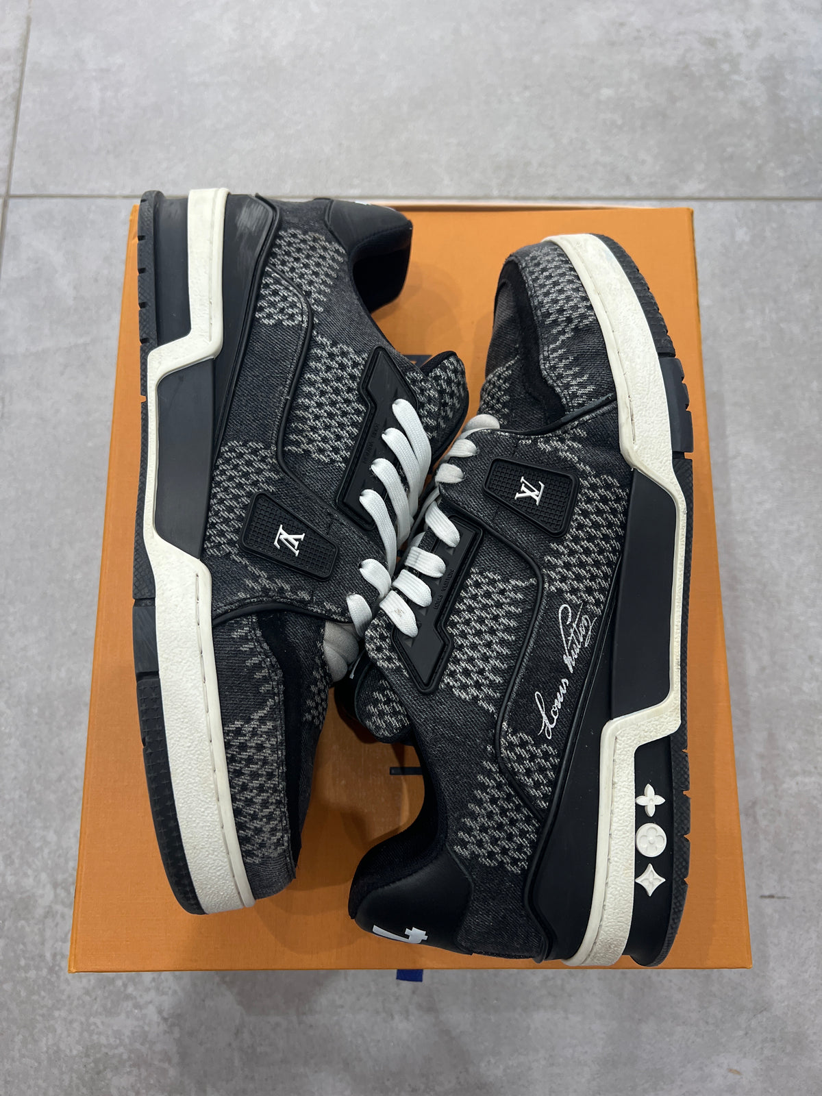 Louis Vuitton Black Damier 3D Denim Trainer