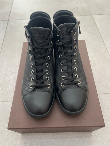 Louis Vuitton Damier Graphite/Suede High Top Sneakers Black