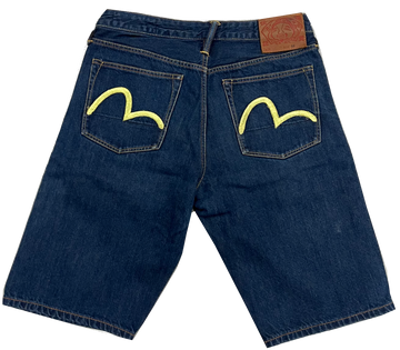Evisu Pocket Embroidered Yellow Logo Shorts Denim