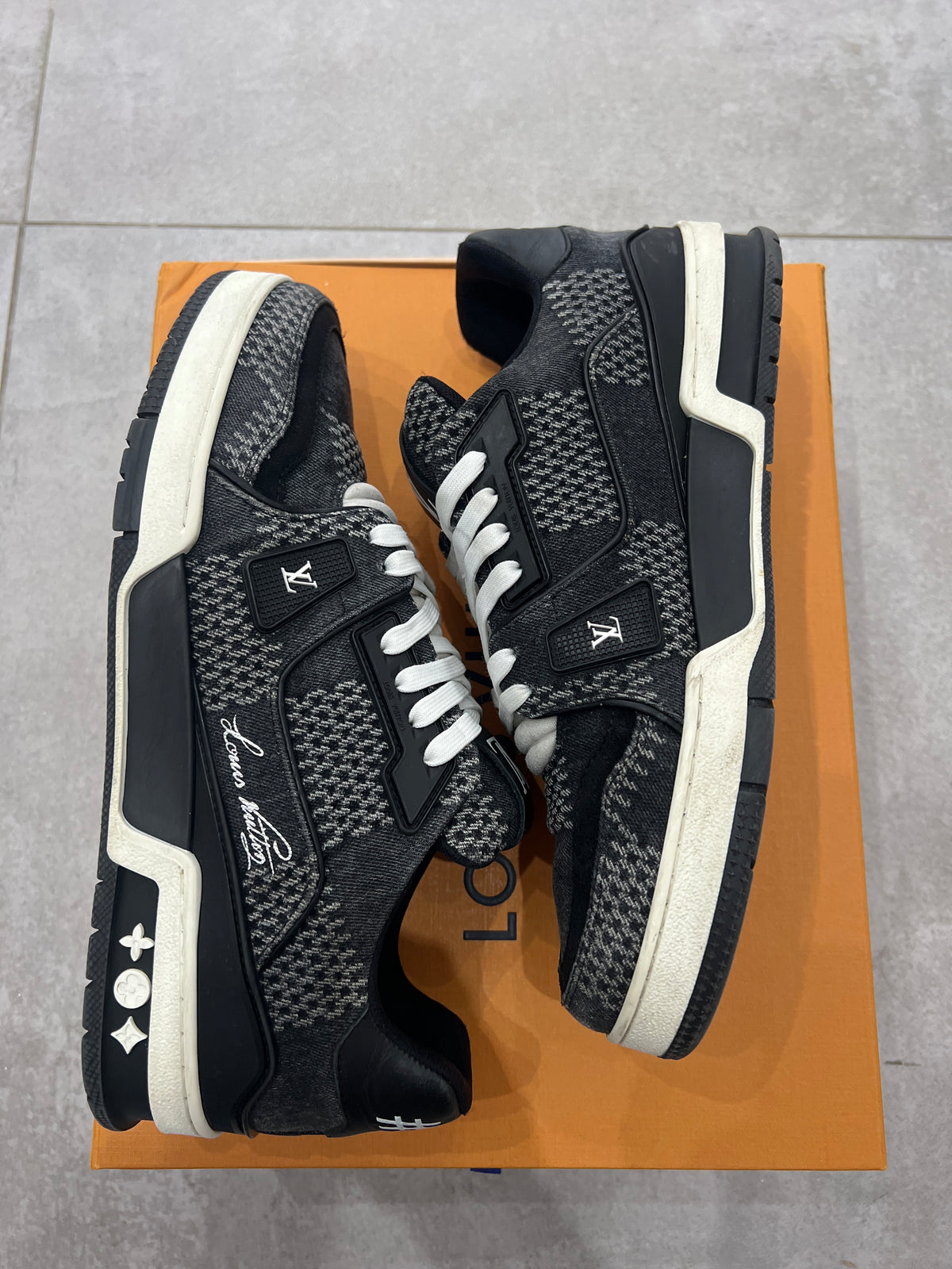 Louis Vuitton Black Damier 3D Denim Trainer