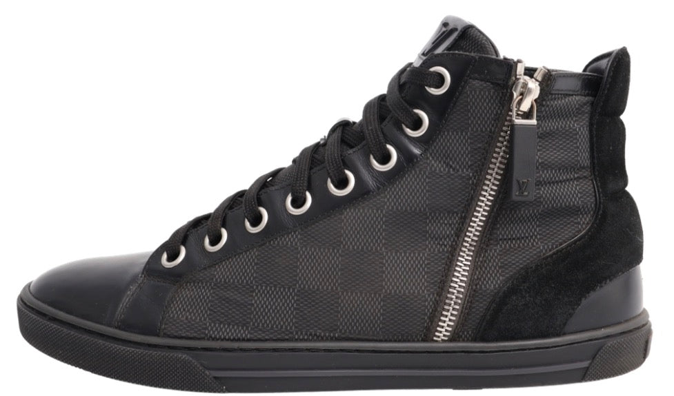 Louis Vuitton Damier Graphite/Suede High Top Sneakers Black