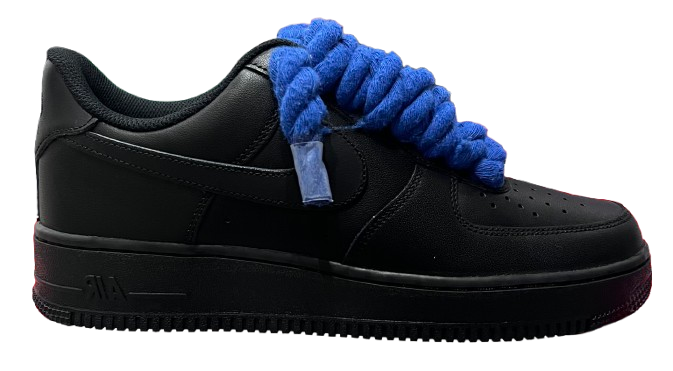 Nike Air Force 1 Low Black "Blue Rope Laces"