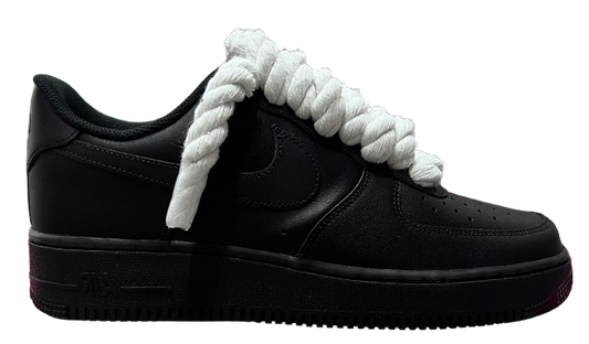 Nike Air Force 1 Low Black "White Rope Laces"