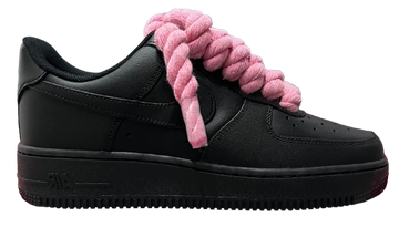 Nike Air Force 1 Low Black "Pink Rope Laces"
