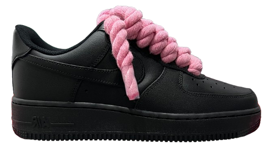 Nike Air Force 1 Low Black "Pink Rope Laces"