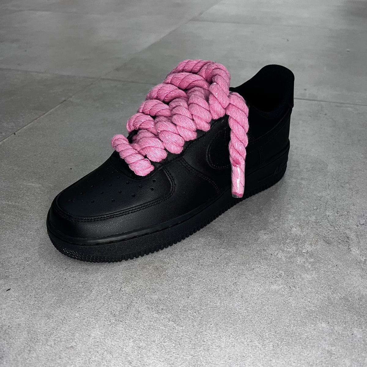 Nike Air Force 1 Low Black "Pink Rope Laces"