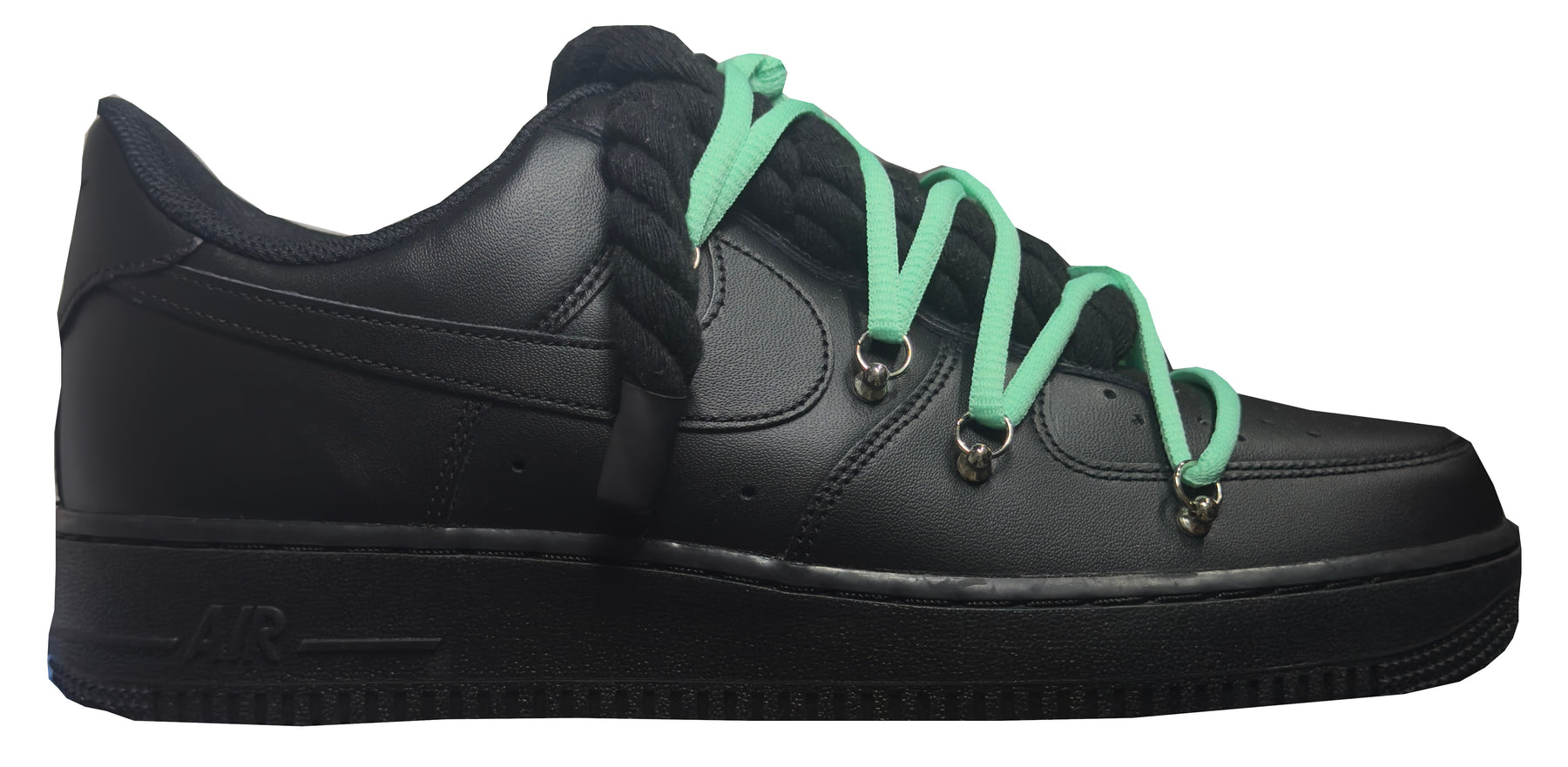Nike Air Force 1 Low Rope Black & "Off White Green Laces"