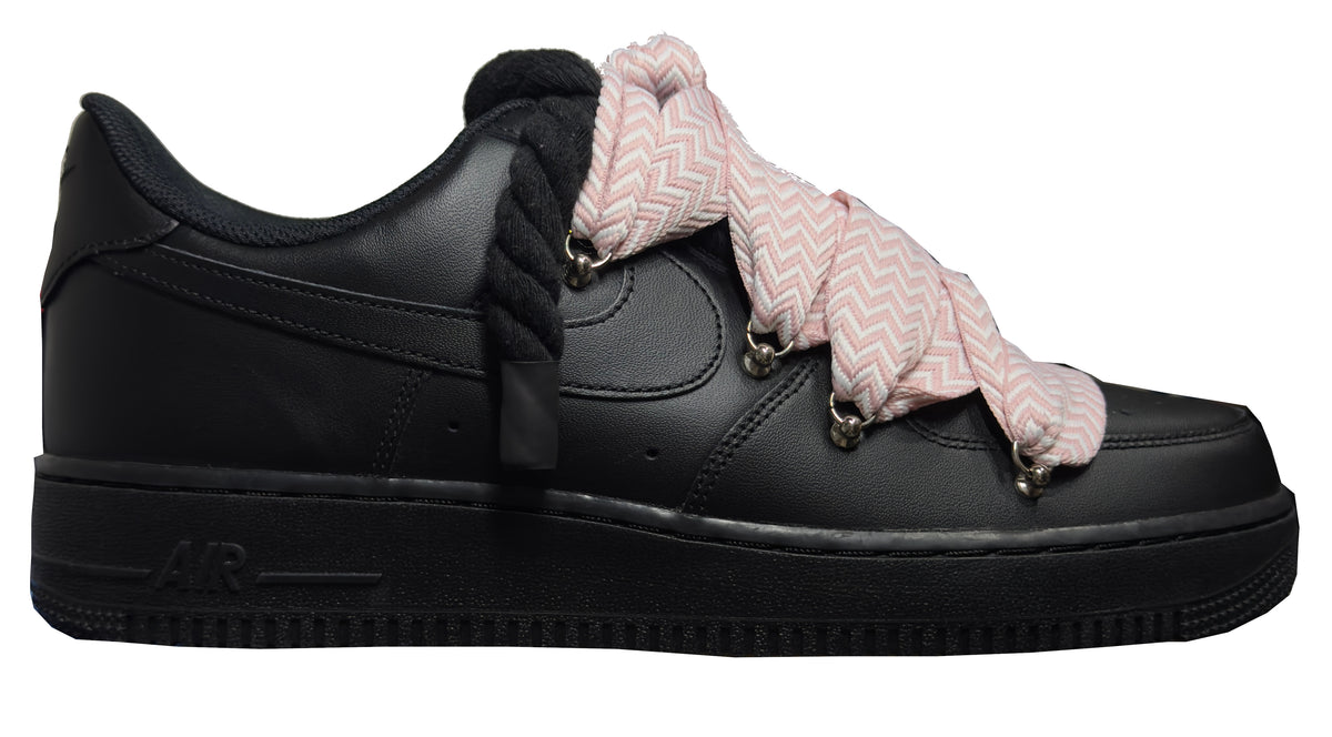 Nike Air Force 1 Low Rope Black & "Lanvin Pink Laces"