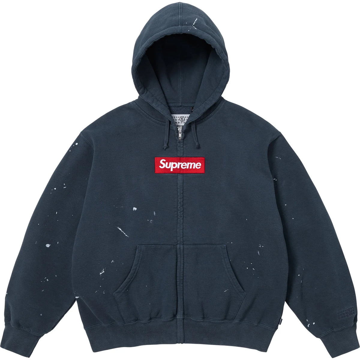 Supreme MM6 Maison Margiela Box Logo Zip Up Hooded Sweatshirt Navy