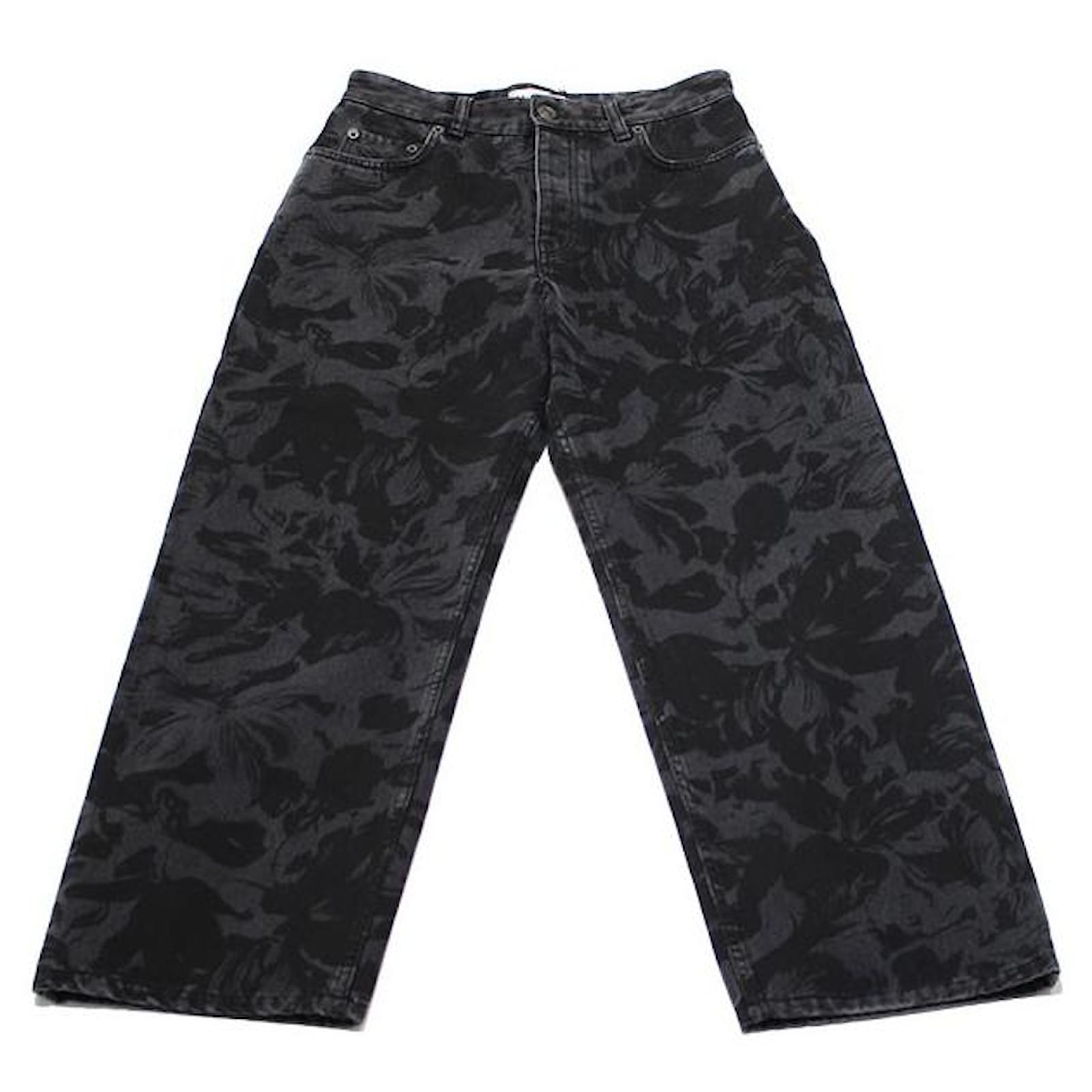 Balenciaga Floral Denim Jeans Black