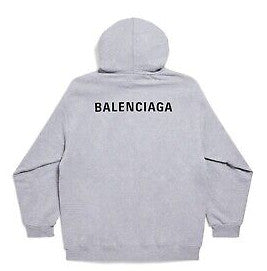 Balenciaga Print Logo Hoodie Grey