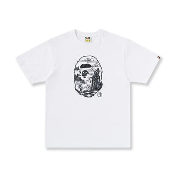 Bape Big Head Mountain Tee White