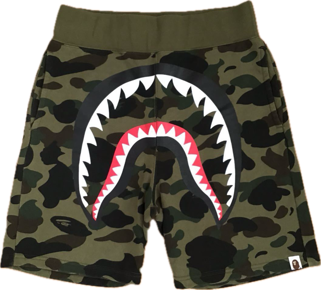 BAPE 1st Camo Green Shark Shorts