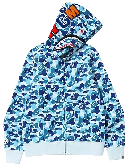 A Bathing Ape Baby Blue Camo Shark Full Zip Hoodie
