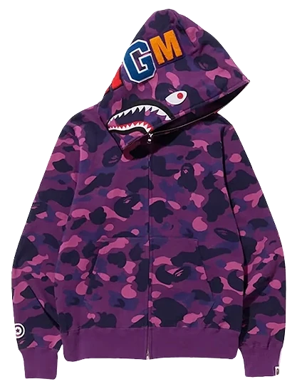 A Bathing Ape Purple Camo Shark Full Zip Hoodie