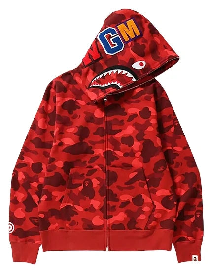 A Bathing Ape Red Camo Shark Full Zip Hoodie