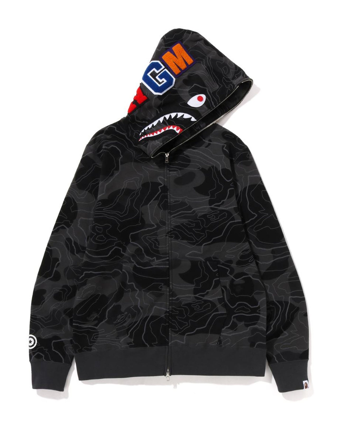 A Bathing Ape Layered Line Camo Shark Full Zip Hoodie