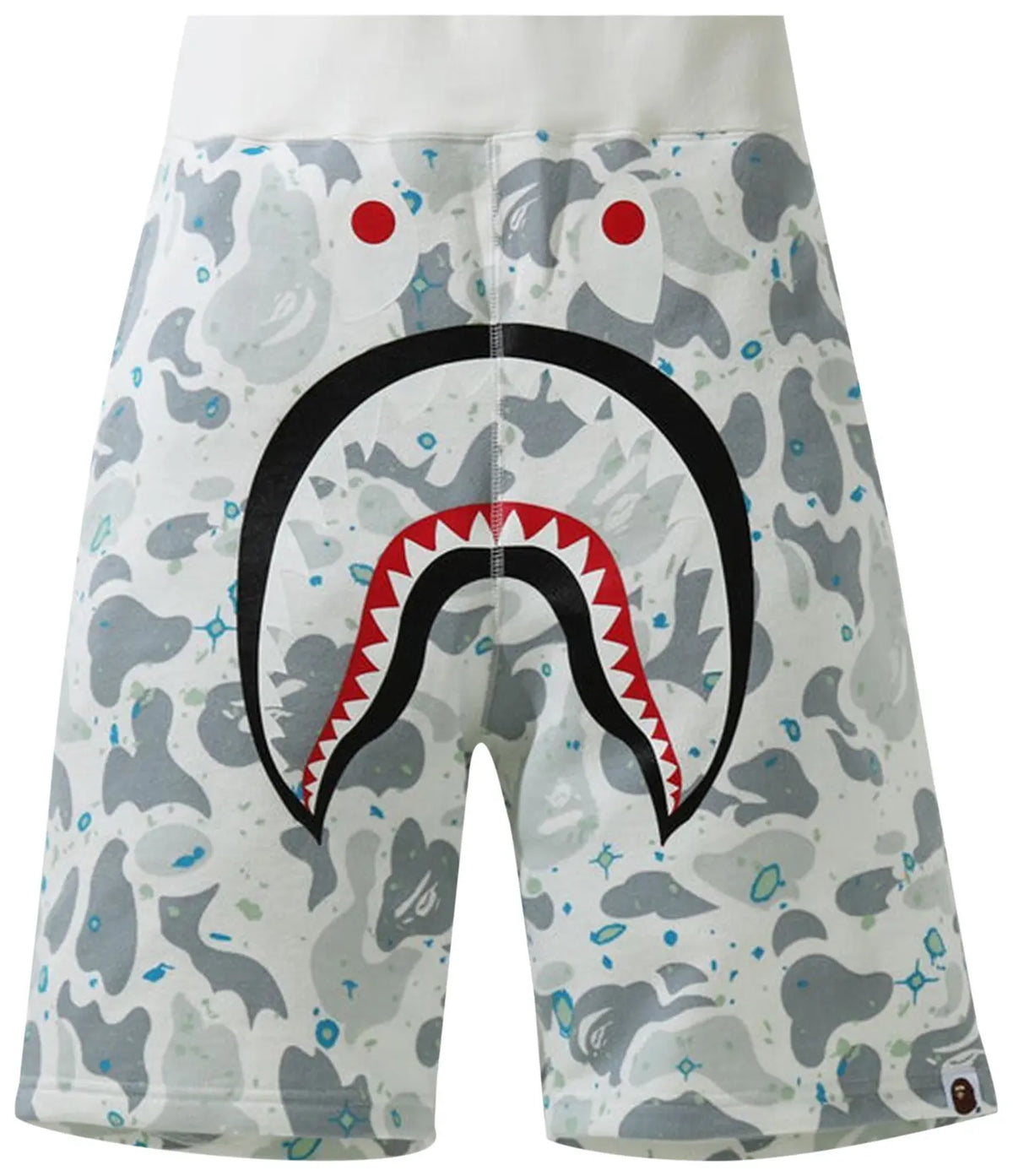 BAPE Space Camo Shark Sweat Shorts White