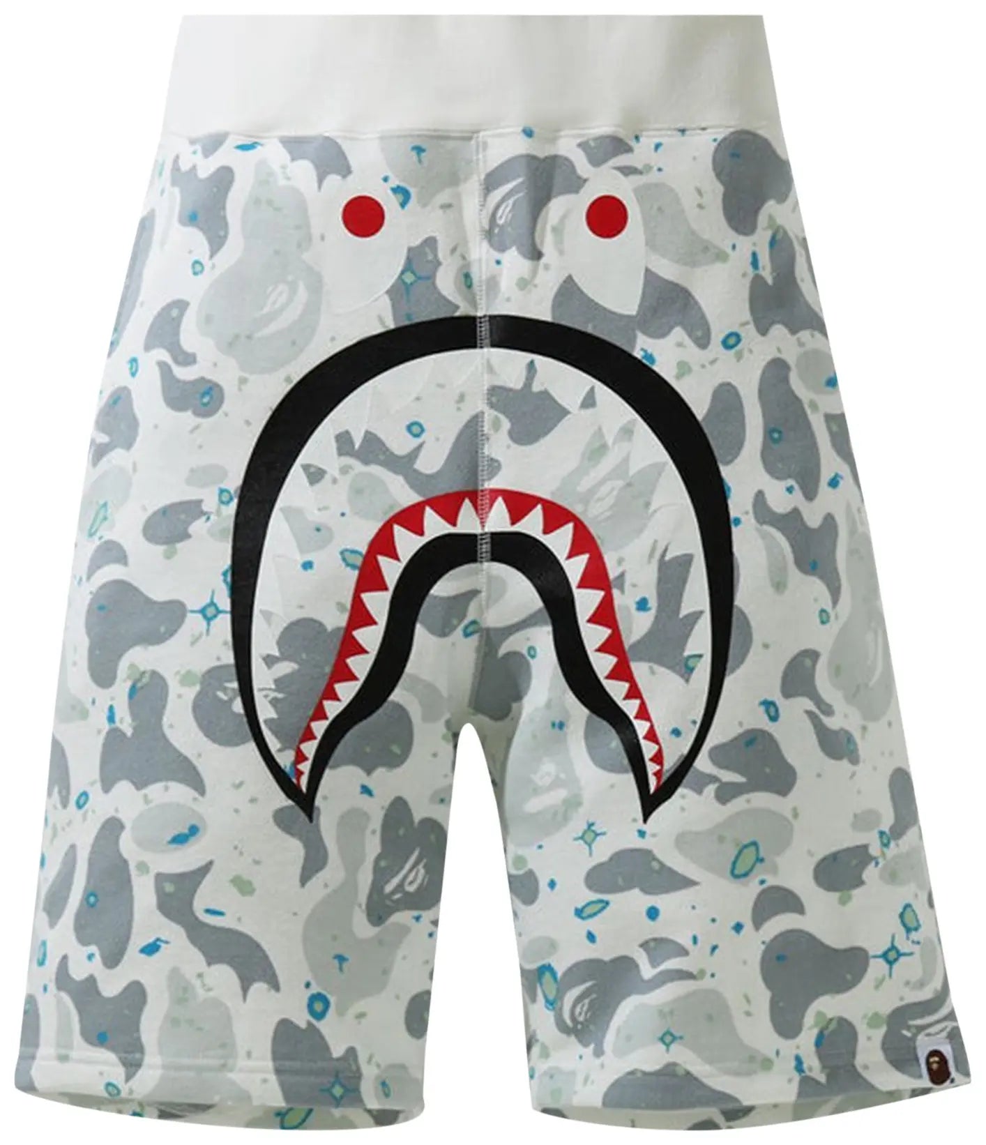 BAPE Space Camo Shark Sweat Shorts White