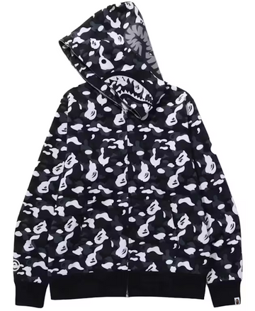 A Bathing Ape / Bape x DSM Black Camo Shark Full Zip Hoodie