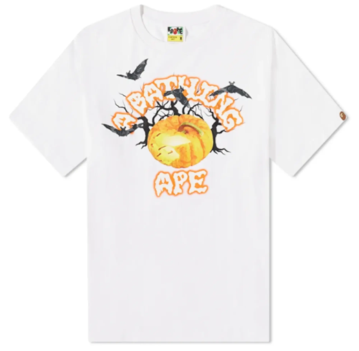 Bape Men's Halloween Jack O' Lantern College Tee White