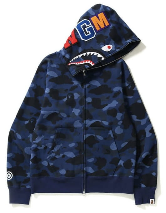 A Bathing Ape Navy Camo Shark Full Zip Hoodie