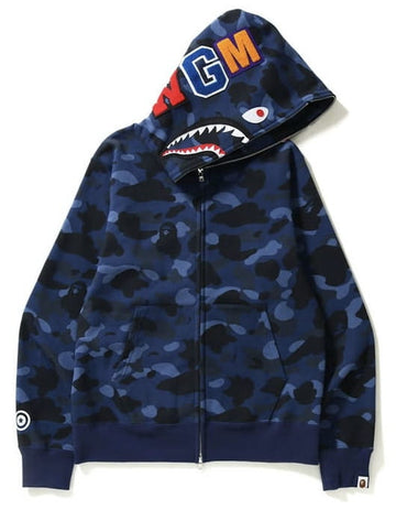 A Bathing Ape Navy Camo Shark Full Zip Hoodie