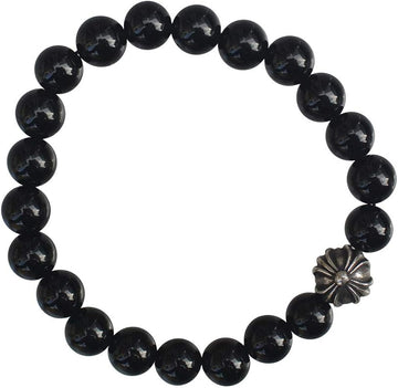 Chrome Hearts Black Breaded Brancelet In Silver
