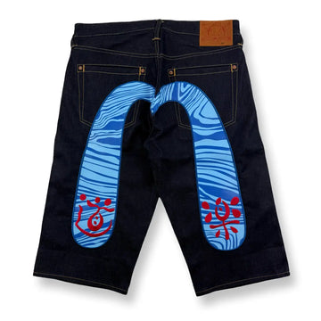 Evisu Big Logo Japanese Pocket Shorts Denim