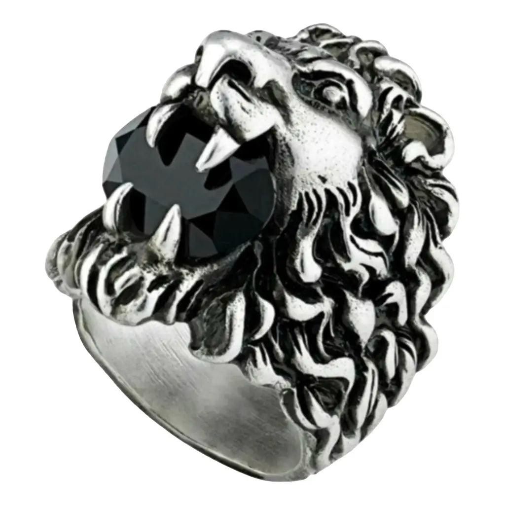 Gucci Lion Head King With Crystal Ring Silver