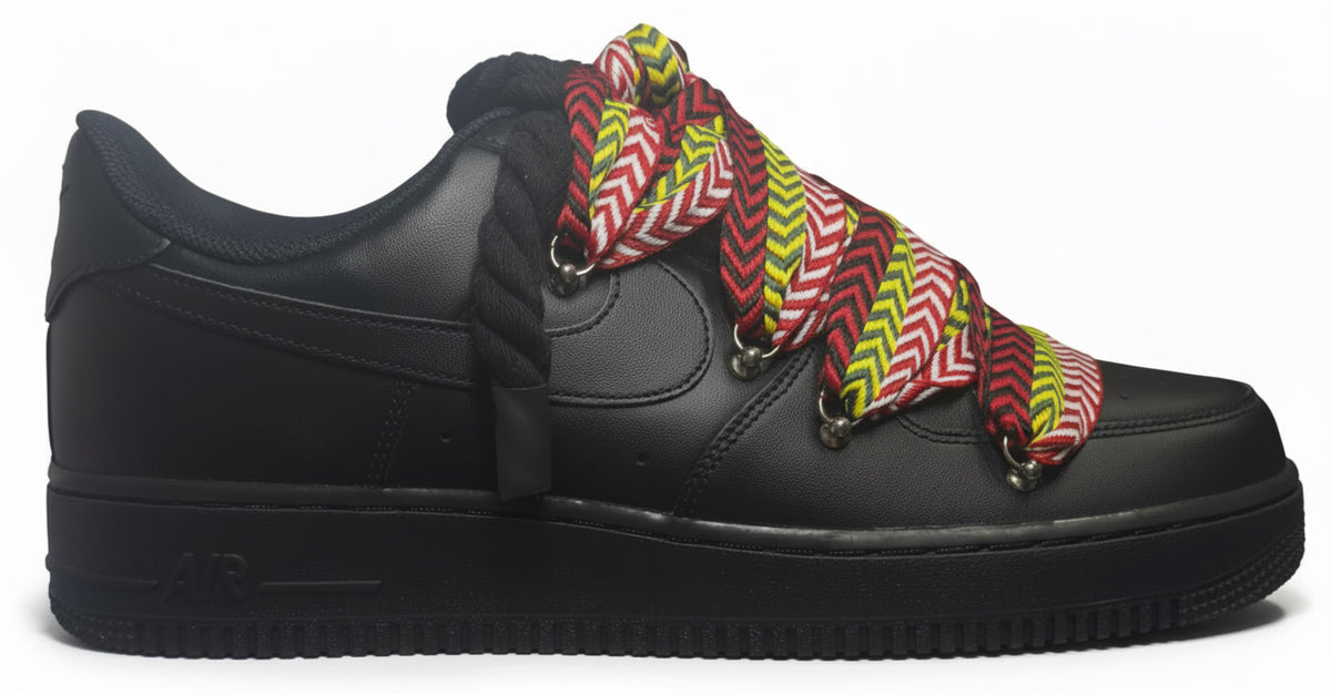 Nike Air Force 1 Low Rope Black & "Lanvin Multicolor Dark Laces"
