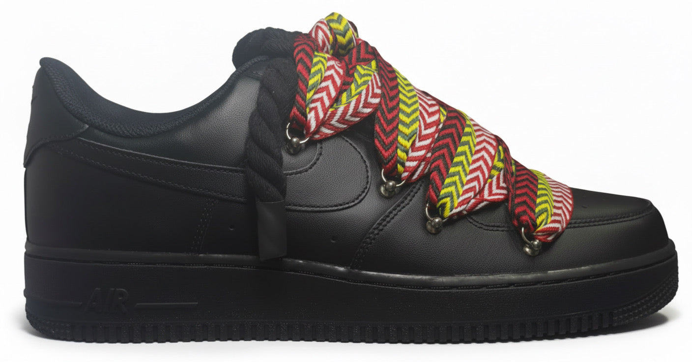 Nike Air Force 1 Low Rope Black & "Lanvin Multicolor Dark Laces"