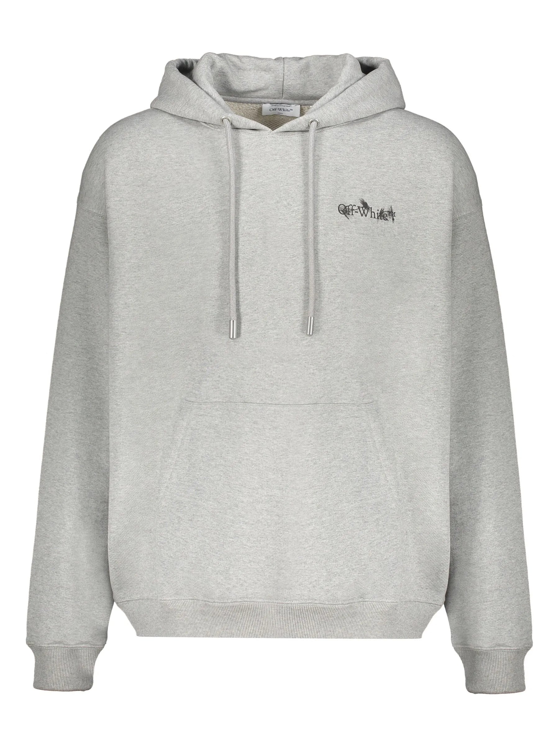 Off White Graphic Print Hoodie Grey