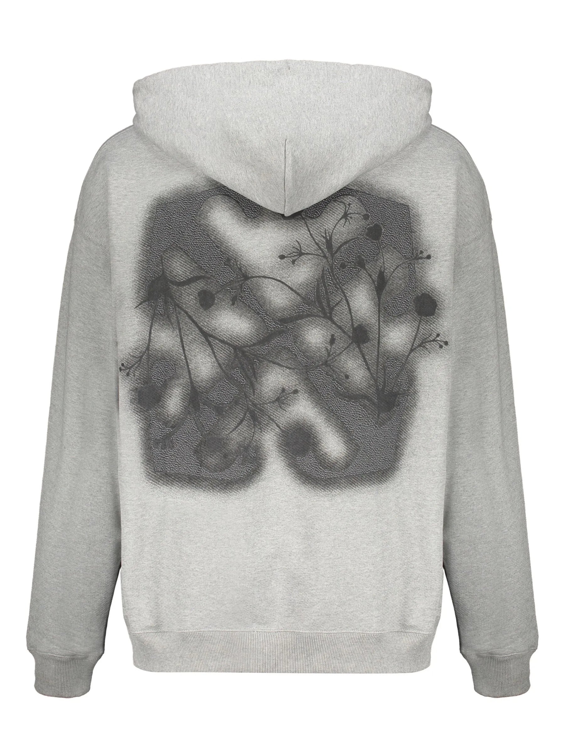 Off White Graphic Print Hoodie Grey