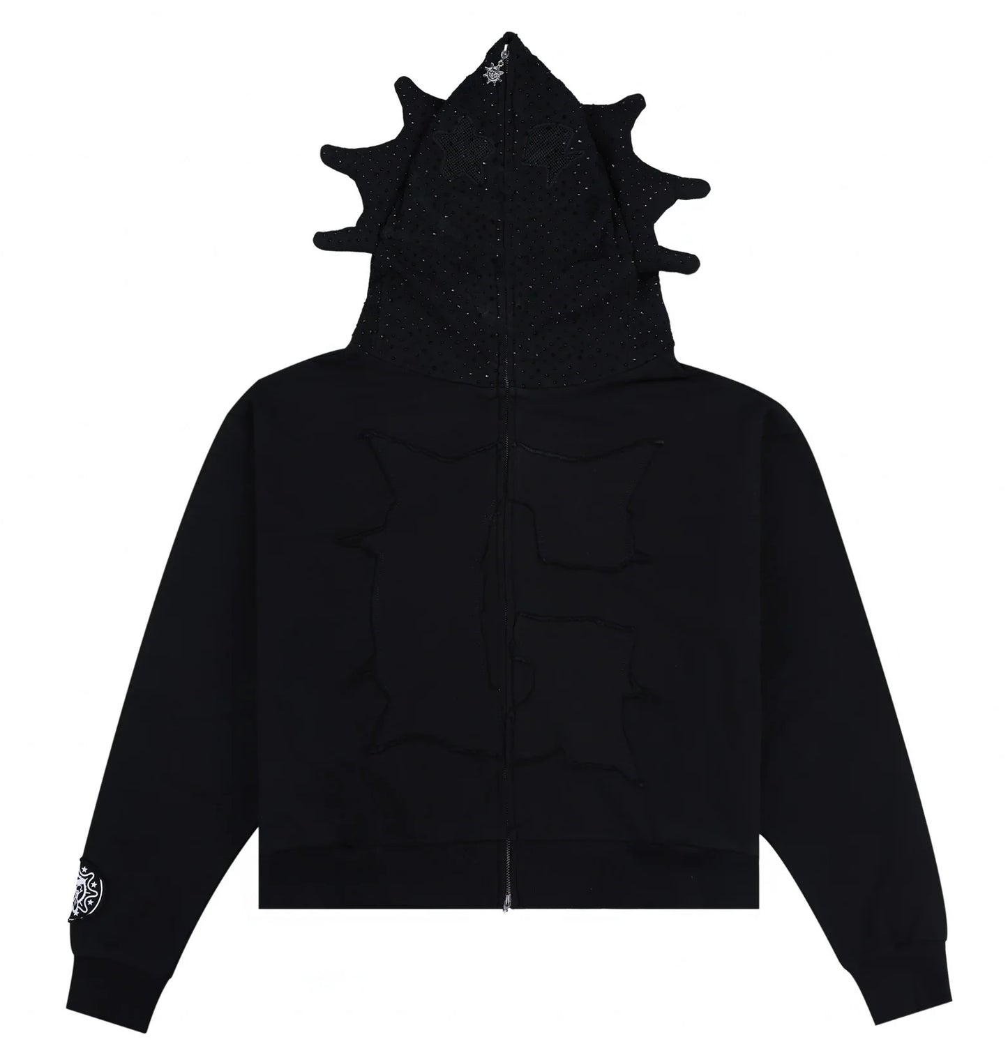 Glo Gank Blackout Rhinestone Full Zip Hoodie Black