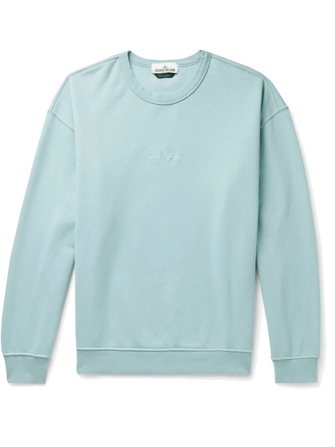 Stone Island Logo Embroidered Crewneck Baby Blue