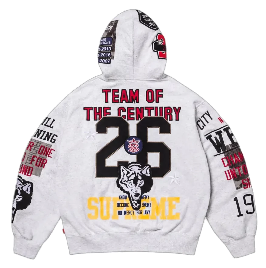 Bluza Supreme Warriors Appliqué Zip Up Hooded Sweatshirt Ash Grey