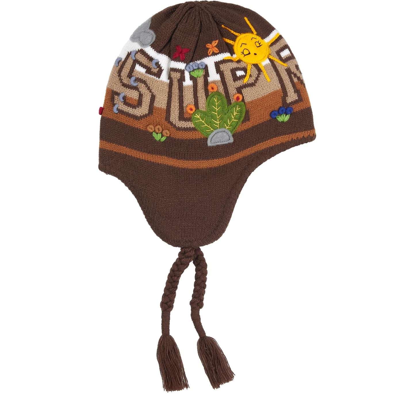 Supreme Felt Appliqué Earflap Beanie Brown – Sneakers Depot