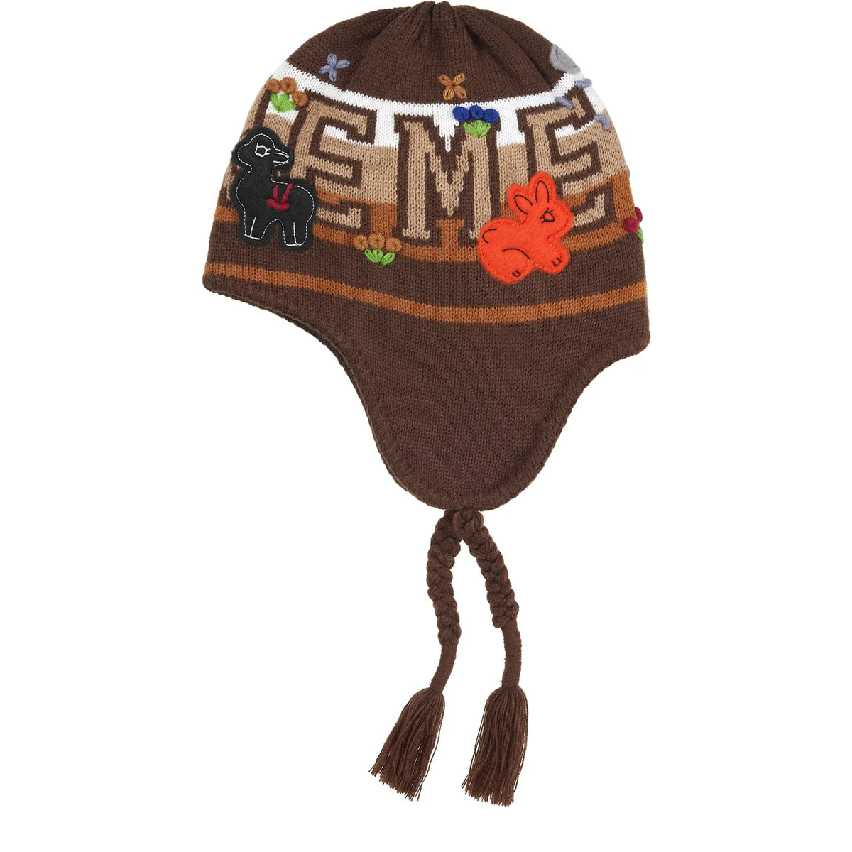 Supreme Felt Appliqué Earflap Beanie Brown