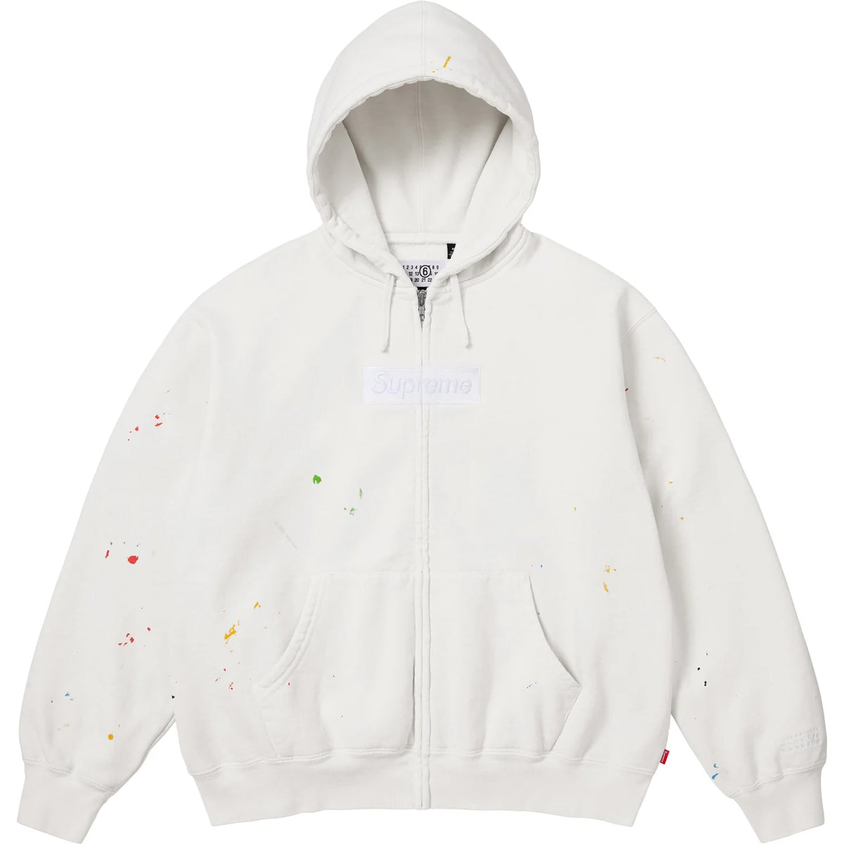 Supreme MM6 Maison Margiela Box Logo Zip Up Hooded Sweatshirt White