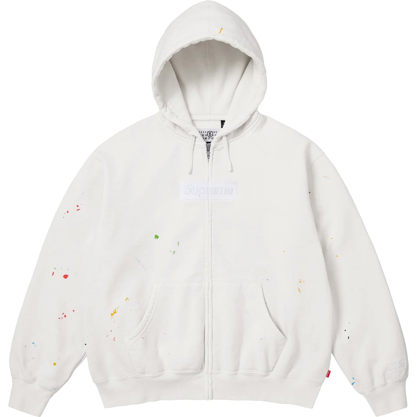 Supreme MM6 Maison Margiela Box Logo Zip Up Hooded Sweatshirt White