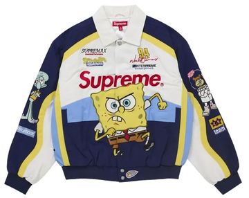 Supreme SpongeBob SquarePants Jeff Hamilton Racing Jacket White