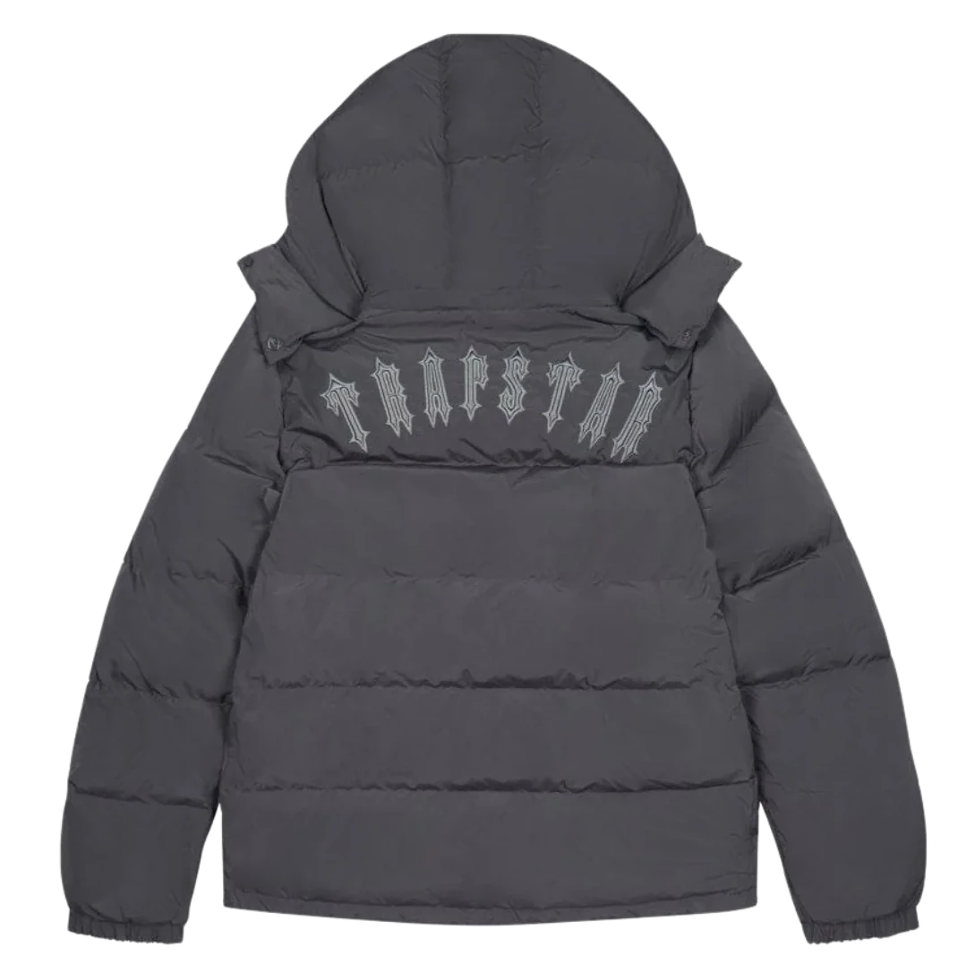 Trapstar Irongate Detachable Hooded Puffer Jacket Stone Grey