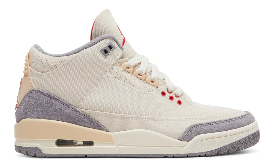 kremowe szare beżowe białe czerwone buty air jordan 3 muslin