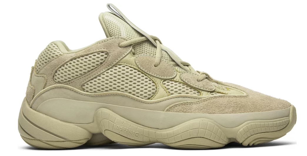 Beżowo żółte buty adidas yeezy 500 super yellow moon w kolaboracji z kanye west