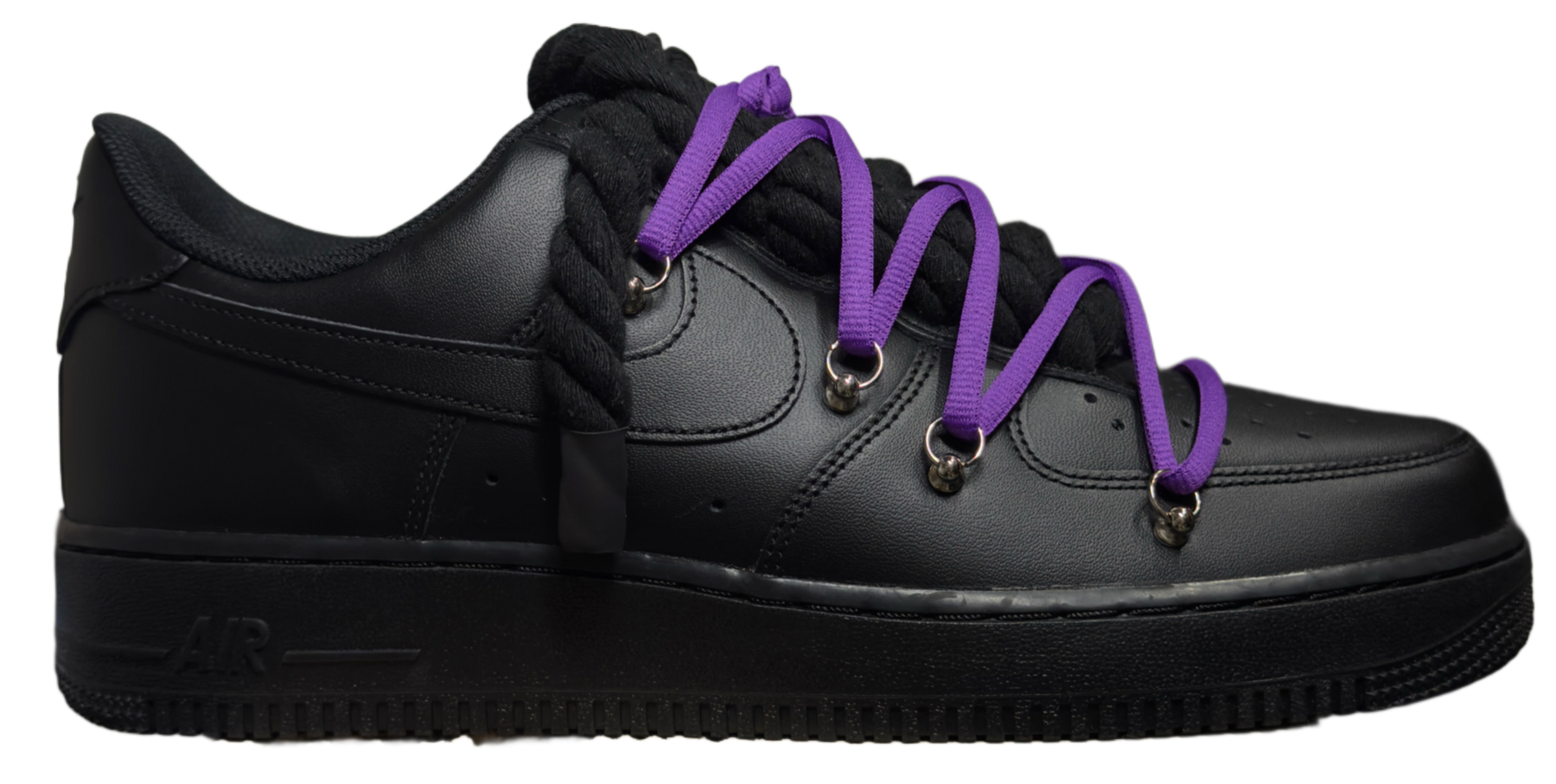 Nike Air Force 1 Low Rope Black & "Off White Violet Laces"