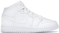 Jordan 1 Mid Triple White Tumbled Leather (GS)