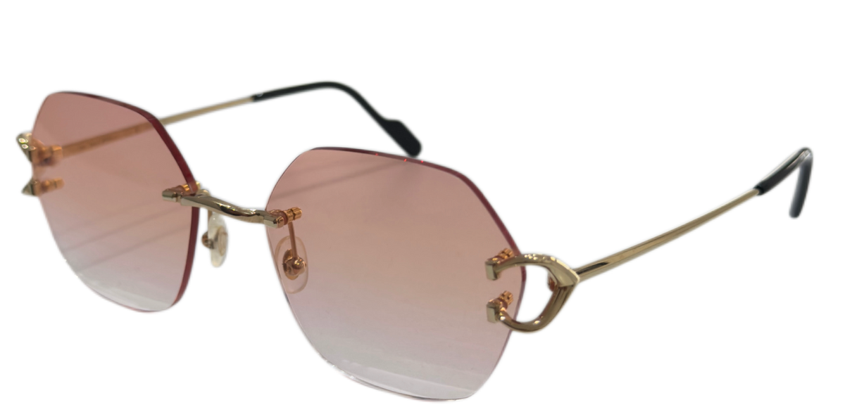 Cartier C Motif Gold Frame Pink Lenses CT0344O 003 Sunglasses